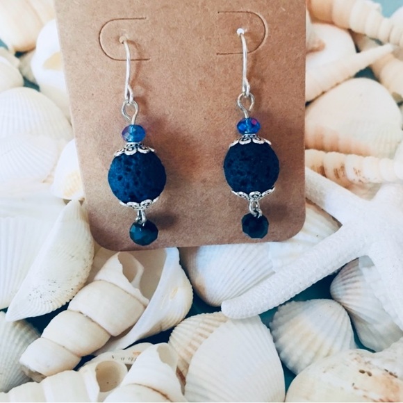 Free People Purple lava bead Dangle Earrings New - Picture 4 of 4